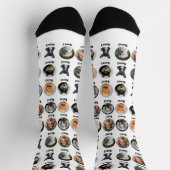 6犬、6名、犬の写真 – 白パーソナライズされた色 ソックス (上部)