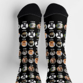 6犬、6名、犬の写真 – 黒パーソナライズされた色 ソックス (上部)