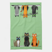 6猫キッチンタオル、ブロックプリント キッチンタオル (縦)