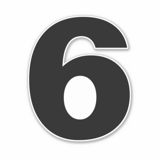 6番の白黒Number 6ステッカー シール (正面)