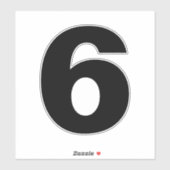 6番の白黒Number 6ステッカー シール (シート)