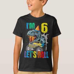 6番モンスタートラック転がーの恐竜Tシャツ Tシャツ