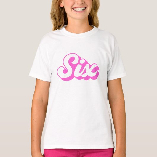 6番目の誕生日レトロガール Tシャツ (正面)