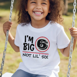 6番目の誕生日私は大きい6ないLil 6赤&グレー トドラーTシャツ