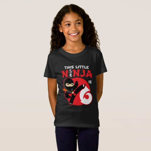 6番目の誕生日6歳の子供のパーティーリトル忍者6 Tシャツ (正面フル)
