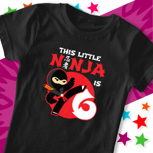 6番目の誕生日6歳の子供のパーティーリトル忍者6 Tシャツ