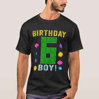 6番目の誕生日6歳ブロック建物少年K Tシャツ