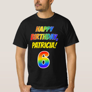 6番目の誕生日— はっきりした 、おもしろい、虹6 、名前をカスタムする Tシャツ