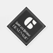 6番目の誕生日:インスパイアアールデコの外観"6" +名前 スタンダードランチョンナプキン (角)