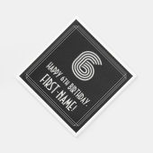 6番目の誕生日:インスパイアアールデコの外観"6" +名前 スタンダードランチョンナプキン (角)