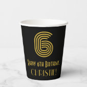 6番目の誕生日:インスパイアアールデコの検索「6」と名前 紙コップ (裏面)
