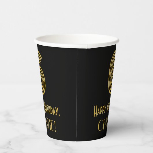 6番目の誕生日:インスパイアアールデコの検索「6」と名前 紙コップ (右)