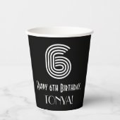 6番目の誕生日:インスパイアアールデコの検索「6」 +名前 紙コップ (正面)
