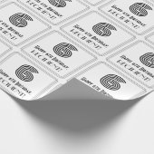 6番目の誕生日:インスパイアアールデコスタイル「6」 +名前 ラッピングペーパー (角)