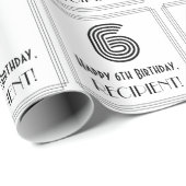 6番目の誕生日:インスパイアアールデコスタイル「6」 +名前 ラッピングペーパー (ロールコーナー)