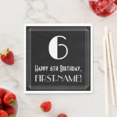 6番目の誕生日～インスパイアアールデコルック"6"，名前 スタンダードランチョンナプキン (インサイチュ)