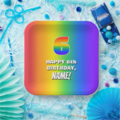 6番目の誕生日: カラフル、おもしろいレインボーパターン# 6 ペーパープレート (パーティー)
