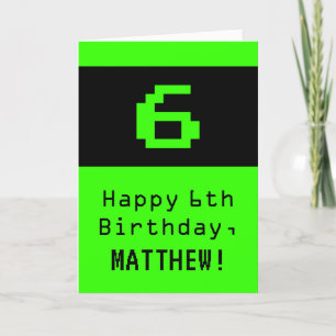 6番目の誕生日：ネディ/オタク系のスタイル「6」と名前 カード