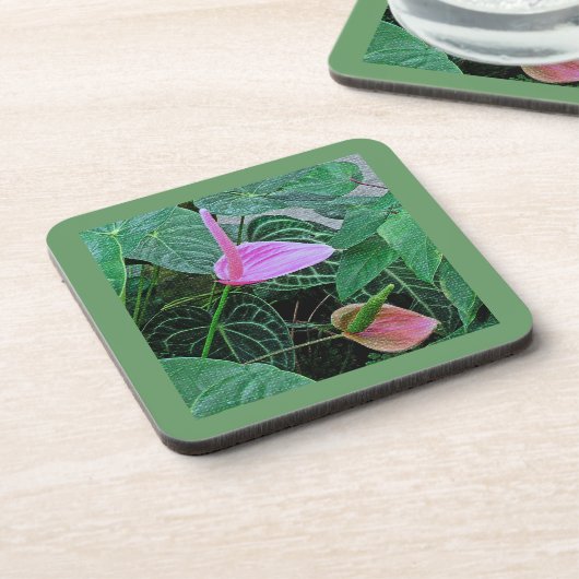 6種類のプラスチック懸命コースターの「TWO ANTHURIUM」セット コースター (左側)