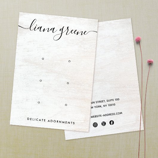 6穴、3つのイヤリングセットホワイトウッドディスプレイ 名刺