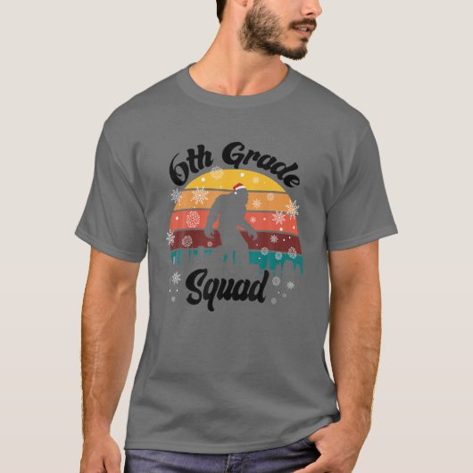 6等分隊サンタハットおもしろい先生クリスマス Tシャツ (正面)