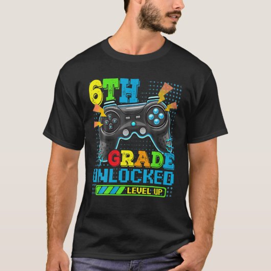 6等級解除レベルアップおもしろい新学期 Tシャツ (正面)