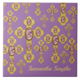 6紫色のアゲイトフェイクで出芽した十字 –  タイル