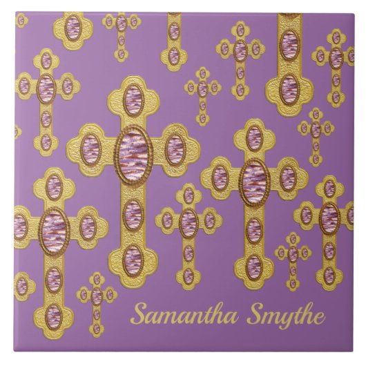 6紫色のアゲイトフェイクで出芽した十字 –  タイル (正面)