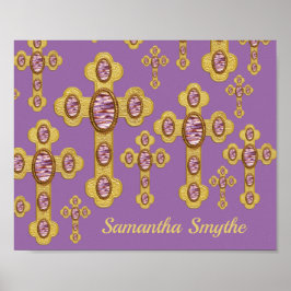 6紫色のアゲイトフェイクで出芽した十字 –  ポスター