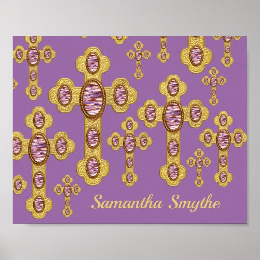 6紫色のアゲイトフェイクで出芽した十字 –  ポスター (正面)