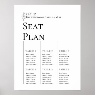 6結婚テーブルの座席表 ポスター