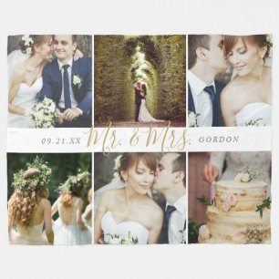 6結婚人の記念撮影コラージュ フリースブランケット