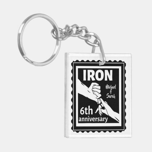 6結婚周年記念ギフト伝統的アイロン キーホルダー (正面左)