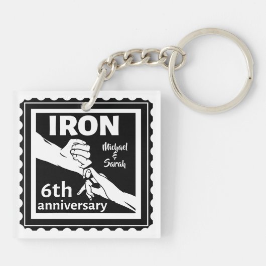 6結婚周年記念ギフト伝統的アイロン キーホルダー (裏面)