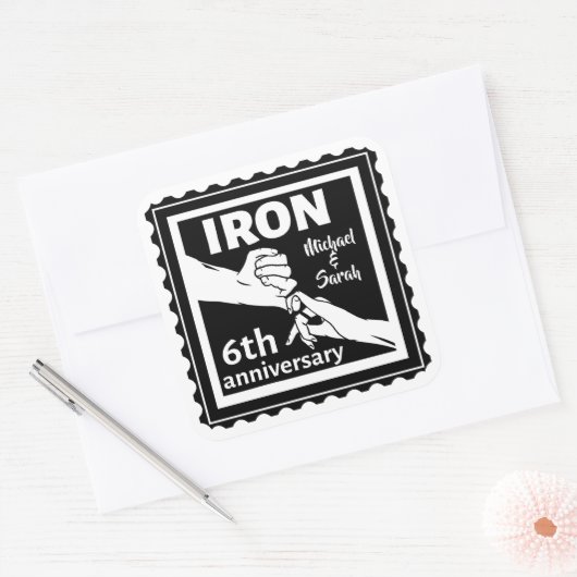 6結婚周年記念ギフト伝統的アイロン スクエアシール (封筒)