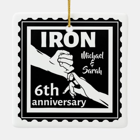 6結婚周年記念ギフト伝統的アイロン セラミックオーナメント (裏面)