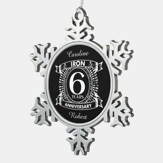 6結婚周年記念動揺して紋 スノーフレークピューターオーナメント (右)