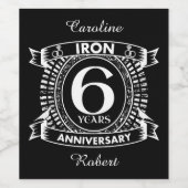 6結婚周年記念動揺して紋 ワインラベル (シングルラベル)