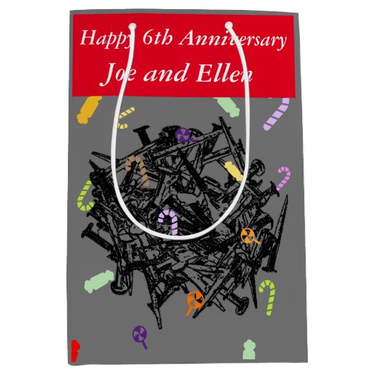 6結婚周年記念、爪、 ネイル、キャンディ ミディアムペーパーバッグ (正面)