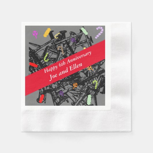 6結婚周年記念、爪、 ネイル、キャンディ 縁ありカクテルナプキン (正面)