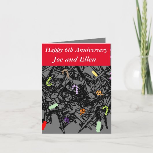 6結婚周年、爪、 ネイルとキャンディ。 カード (正面)