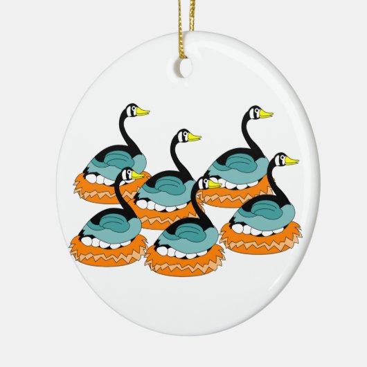 6羽のガチョウAの置くこと セラミックオーナメント (左)