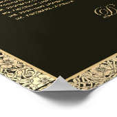 6表エレガント黒金ゴールド結婚の座席表 ポスター (角)