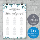 6表緑葉ユーカリのシーティングチャート ポスター