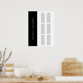 6表 |エレガシンプルントなウェディングシーティングチャート ポスター (キッチン)