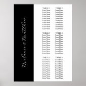 6表 |エレガシンプルントなウェディングシーティングチャート ポスター (正面)