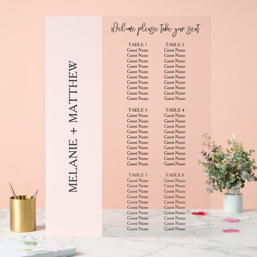 6表 |エレガントのモダン座席表 アクリルサイン (ウェディング)