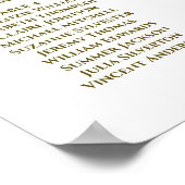 6表(白と金ゴールド)の結婚座席表 ポスター (角)