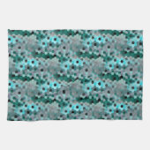 6角形または立方体のモザイク色のシアンからグレー キッチンタオル (横)