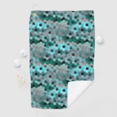 6角形または立方体のモザイク色のシアンからグレー ゴルフタオル (インサイチュ)